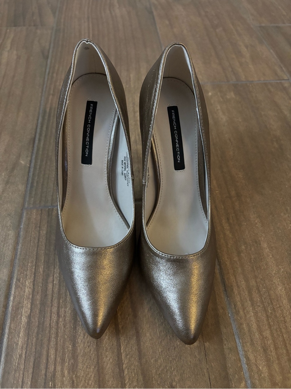 French Connection Shimmery Metallic Taupe Pointed Pumps